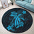 Hawaii Turtle Flower Polynesian Round Carpet - Turquoise - AH - Polynesian Pride