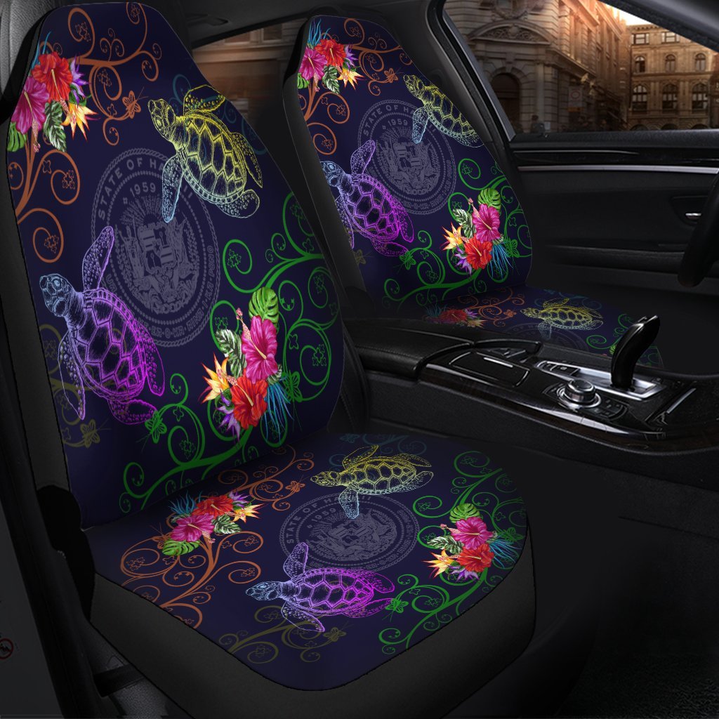 Hawaii Turtle Hibiscus Car Seat Covers - Day Style - AH - Polynesian Pride