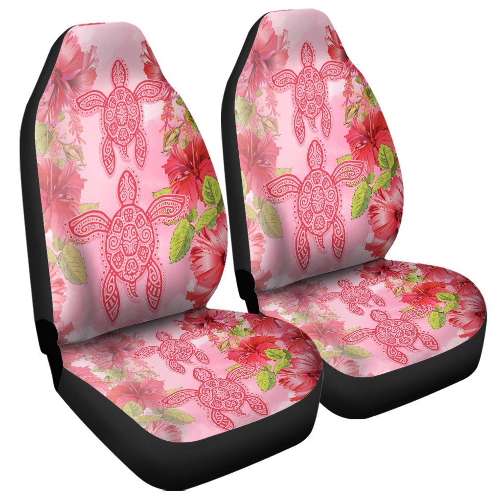 Hawaii Turtle Hibiscus Car Seat Covers - Pink Style - AH Universal Fit Black - Polynesian Pride