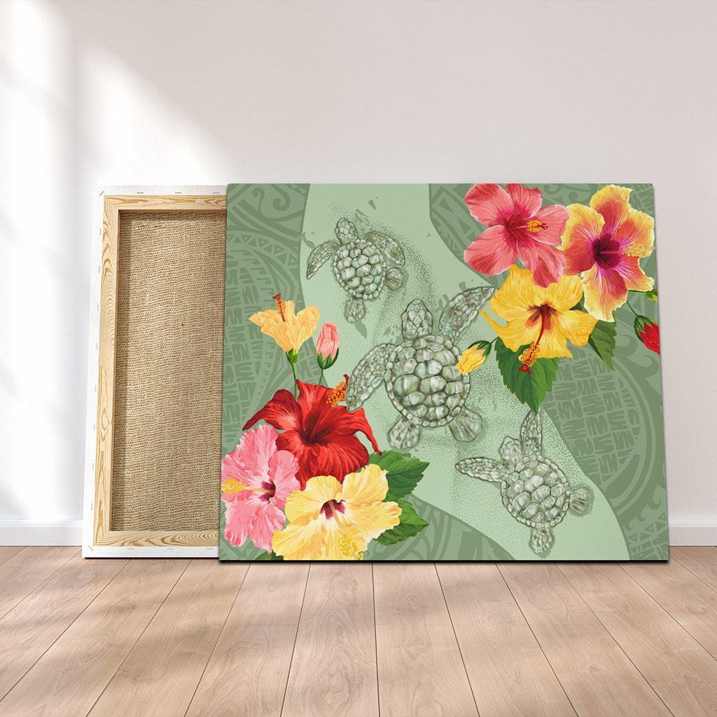 Hawaii Turtle Hibiscus Canvas - Tink Style - AH Canvas Poly-cotton - Polynesian Pride