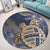 Hawaii Turtle Hibiscus Gold Round Carpet - Kyn Style - AH - Polynesian Pride