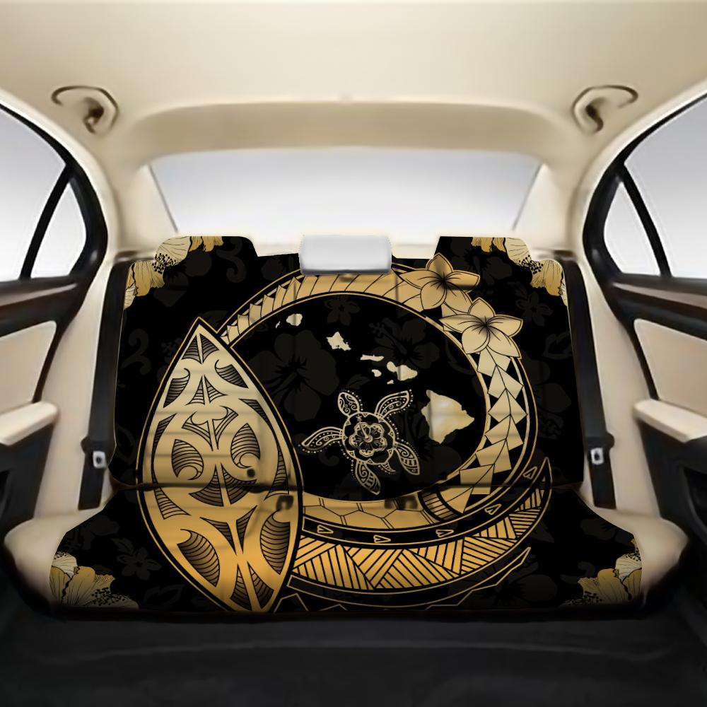 Hawaii Turtle Hibiscus Map Polynesian Back Seat Cover AH One Size Black Back Car Seat Covers - Polynesian Pride