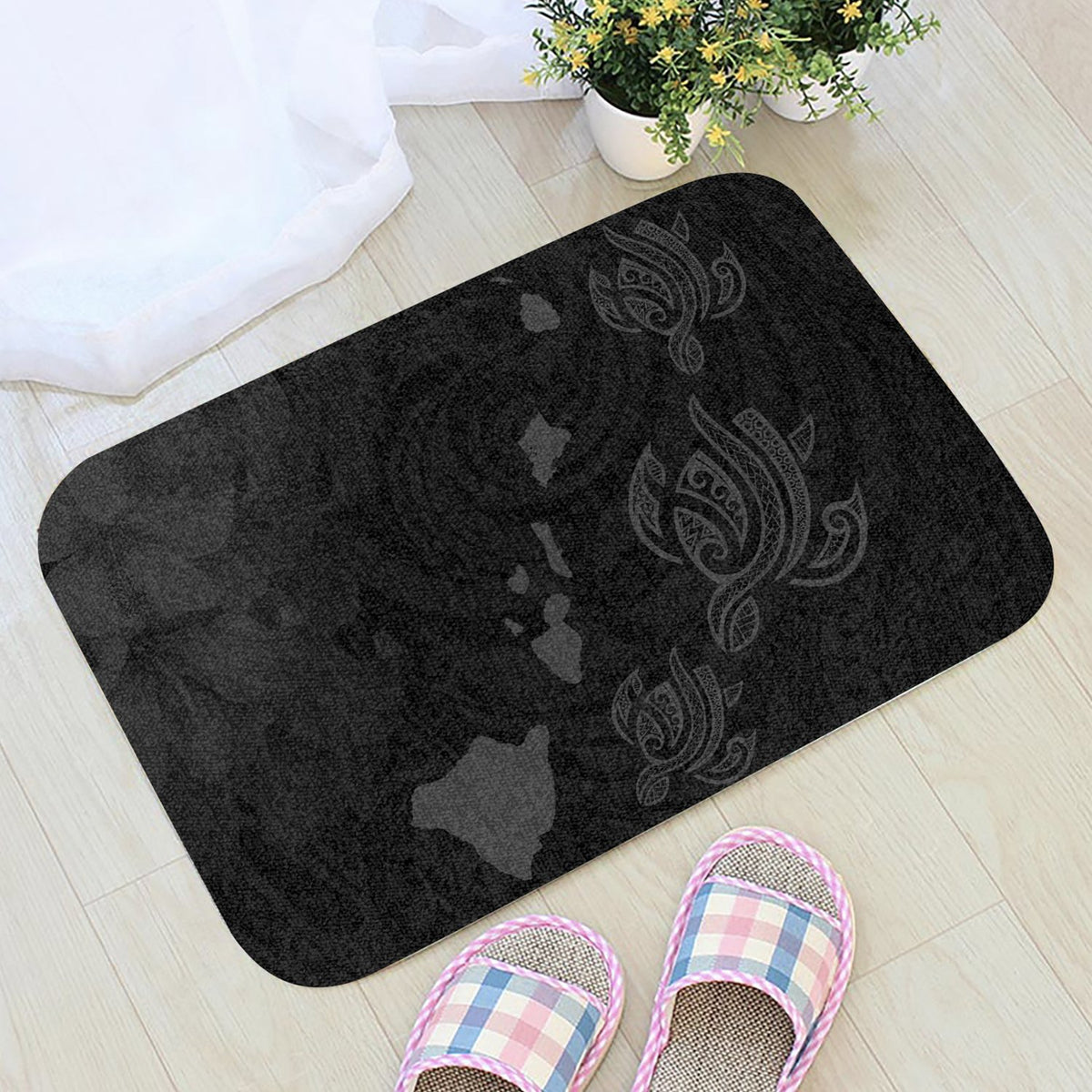 Hawaii Turtle Hibiscus Map Polynesian Gray AH - Polynesian Pride