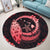 Hawaii Turtle Hibiscus Map Polynesian Round Carpet Red - AH - Polynesian Pride