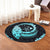 Hawaii Turtle Hibiscus Map Polynesian Round Carpet Turquoise - AH - Polynesian Pride