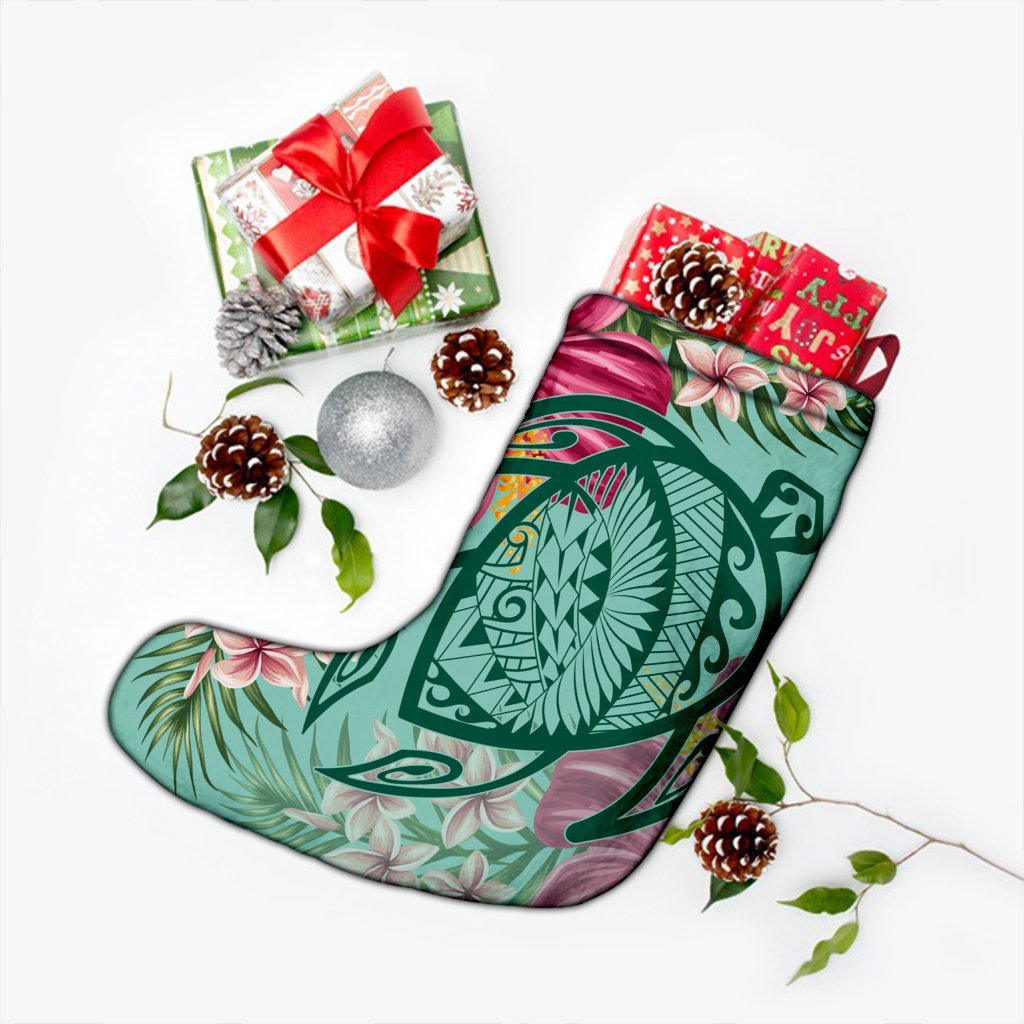 Hawaii Turtle Hibiscus Plumeria Christmas Stocking - Hug Style - AH - Polynesian Pride