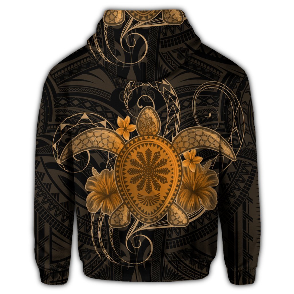 Hawaii Turtle Hibiscus Polynesian Zip Hoodie Full Style Gold - Polynesian Pride