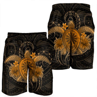 Hawaii Turtle Hibiscus Polynesian Men's Shorts - Full Style - Gold - AH - Polynesian Pride