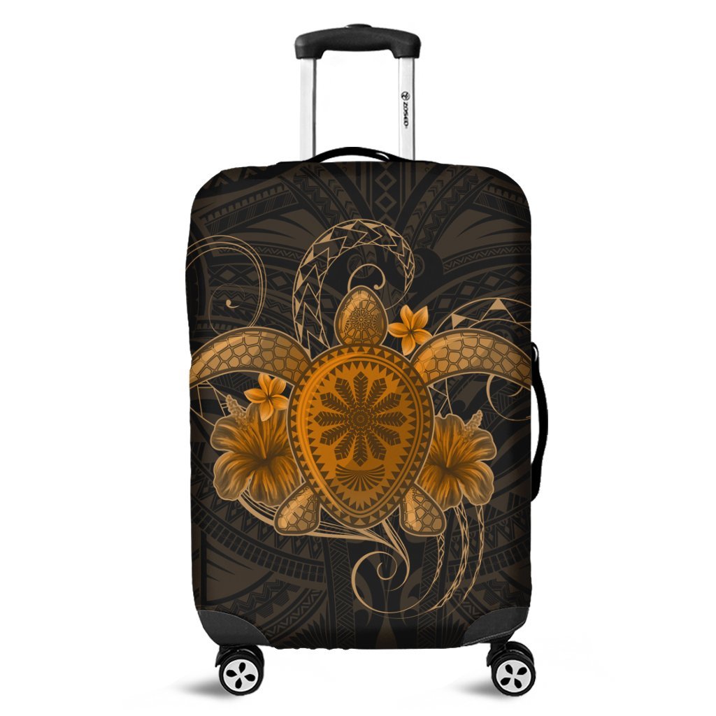 Hawaii Turtle Hibiscus Polynesian Luggage Covers - Full Style - Gold - AH Black - Polynesian Pride