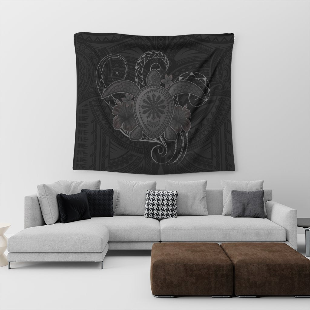 Hawaii Turtle Hibiscus Polynesian Tapestry - Full Style - Gray - AH - Polynesian Pride