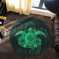 Hawaii Turtle Hibiscus Polynesian Round Carpet - Full Style - Green - AH - Polynesian Pride