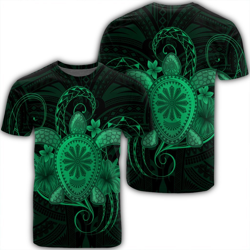 Hawaii Turtle Hibiscus Polynesian T Shirt Full Style Green Unisex Black - Polynesian Pride