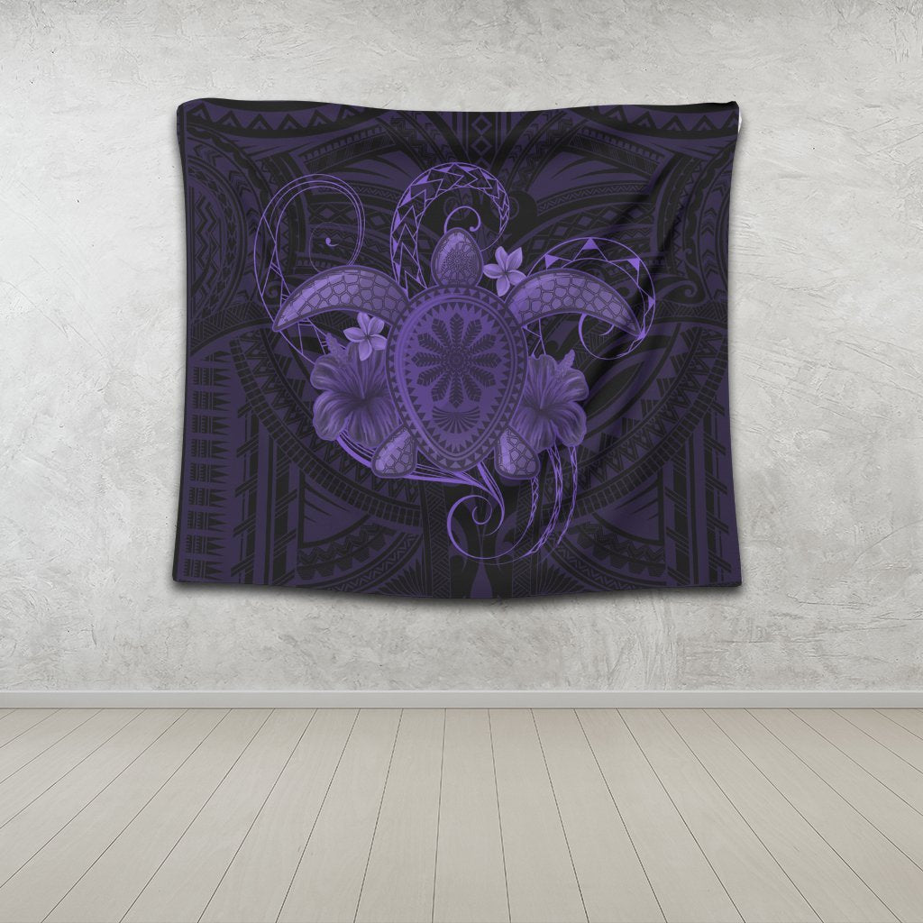 Hawaii Turtle Hibiscus Polynesian Tapestry - Full Style - Purple - AH - Polynesian Pride