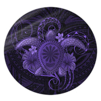 Hawaii Turtle Hibiscus Polynesian Round Carpet - Full Style - Purple - AH Round Carpet Luxurious Plush - Polynesian Pride