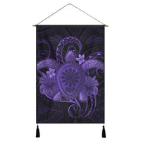 Hawaii Turtle Hibiscus Polynesian Hanging Poster - Full Style - Purple - AH Hanging Poster Cotton And Linen - Polynesian Pride