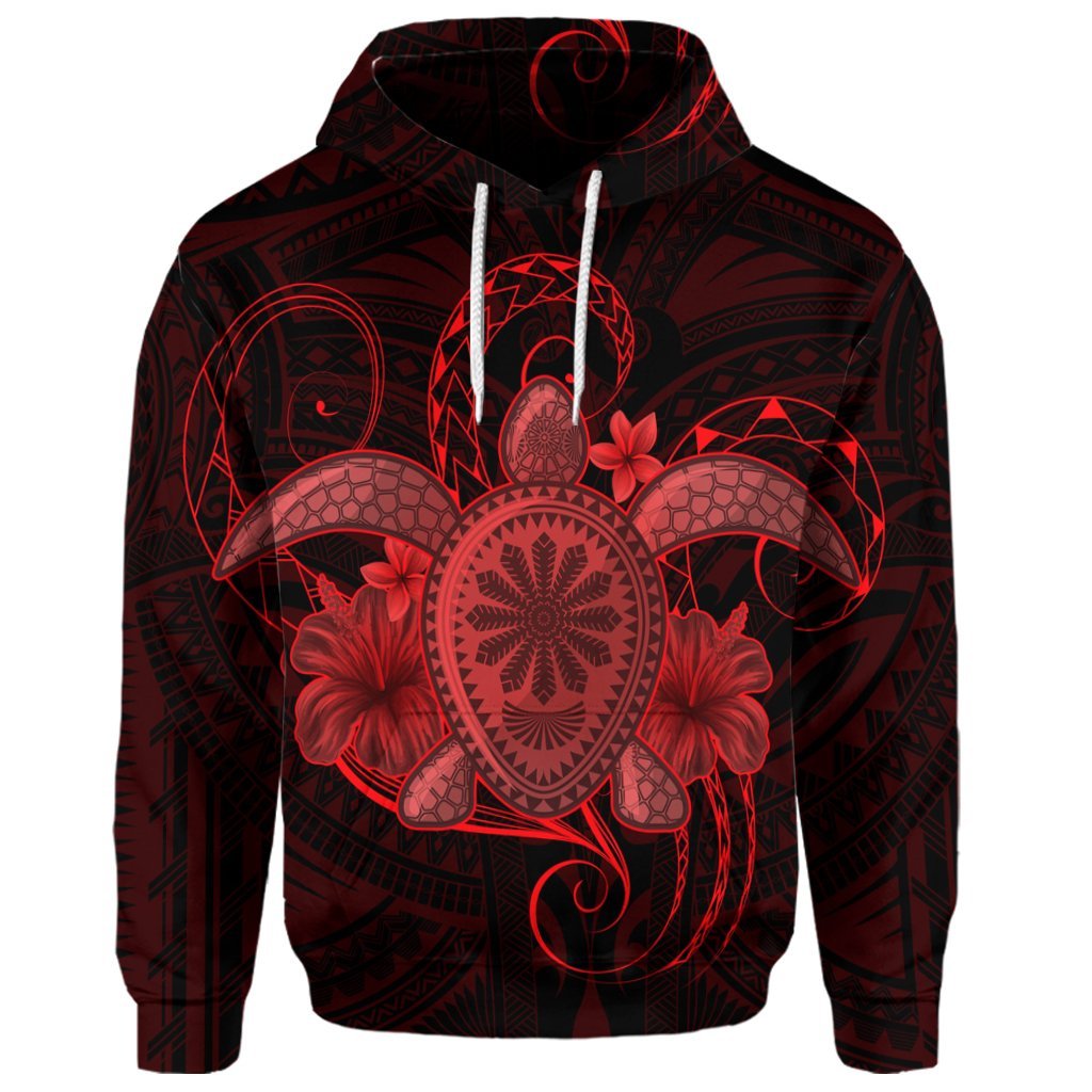 Custom Hawaii Turtle Hibiscus Polynesian Hoodie Full Style Red - Polynesian Pride