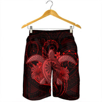 Hawaii Turtle Hibiscus Polynesian Men's Shorts - Full Style - Red - AH - Polynesian Pride