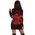 Hawaii Turtle Hibiscus Polynesian Hoodie Dress - Full Style - Red - AH - Polynesian Pride