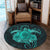 Hawaii Turtle Hibiscus Polynesian Round Carpet - Full Style - Turquoise - AH - Polynesian Pride