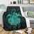 Hawaii Turtle Hibiscus Polynesian Premium Blankets - Full Style - Turquoise - AH - Polynesian Pride