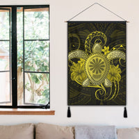 Hawaii Turtle Hibiscus Polynesian Hanging Poster - Full Style - Yellow - AH - Polynesian Pride