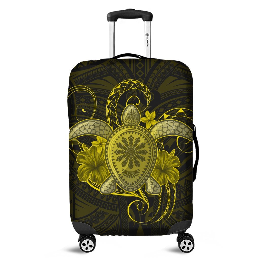 Hawaii Turtle Hibiscus Polynesian Luggage Covers - Full Style - Yellow - AH Black - Polynesian Pride