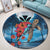 Hawaii Turtle Kanaka Hibiscus Stary Night Round Carpet - AH - Polynesian Pride