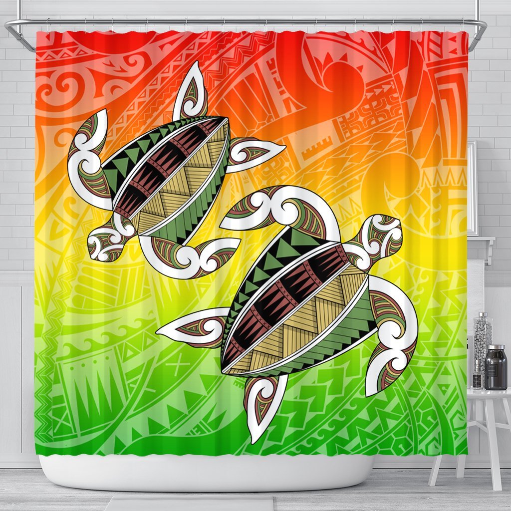 Hawaii Turtle Kanaka Maoli Shower Curtain - AH 177 x 172 (cm) Black - Polynesian Pride