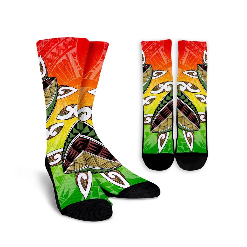 Hawaii Turtle Kanaka Maoli Crew Socks - AH Crew Socks White - Polynesian Pride