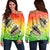 Hawaii Turtle Kanaka Maoli Women's Off Shoulder Sweater - AH Black - Polynesian Pride