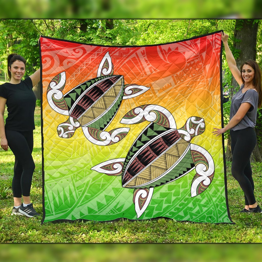 Hawaii Turtle Kanaka Maoli Premium Quilts - AH Black - Polynesian Pride