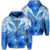 Hawaii Turtle Kanaka Plumeria Polynesian Zip Hoodie Blue Unisex Art - Polynesian Pride