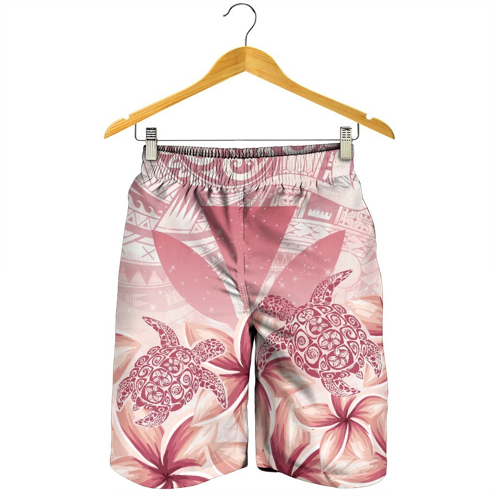 Hawaii Turtle Kanaka Plumeria Polynesian Men's Shorts Pink - AH - Polynesian Pride