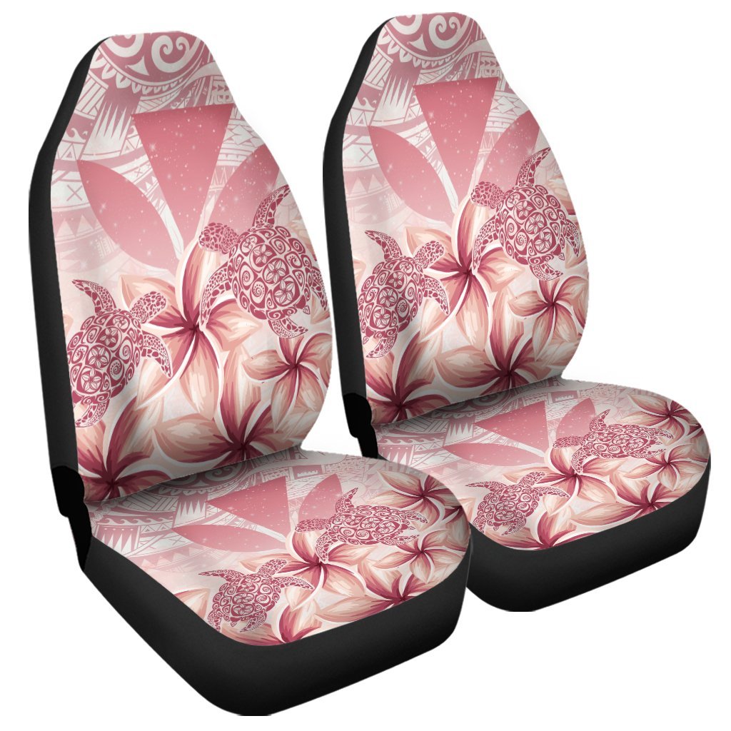 Hawaii Turtle Kanaka Plumeria Polynesian Car Seat Covers Pink - AH Universal Fit Black - Polynesian Pride