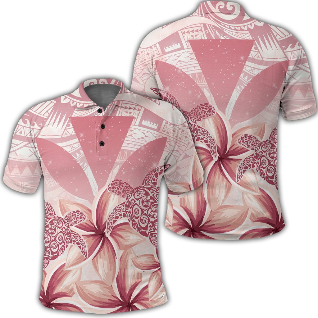 Hawaii Turtle Kanaka Plumeria Polynesian Polo Shirt Pink Unisex Black - Polynesian Pride