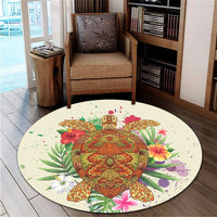 Hawaii Turtle Life Hibiscus Design Round Carpet - AH - Polynesian Pride