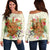 Hawaii Turtle Life Hibiscus Design Women's Off Shoulder Sweater - AH Black - Polynesian Pride