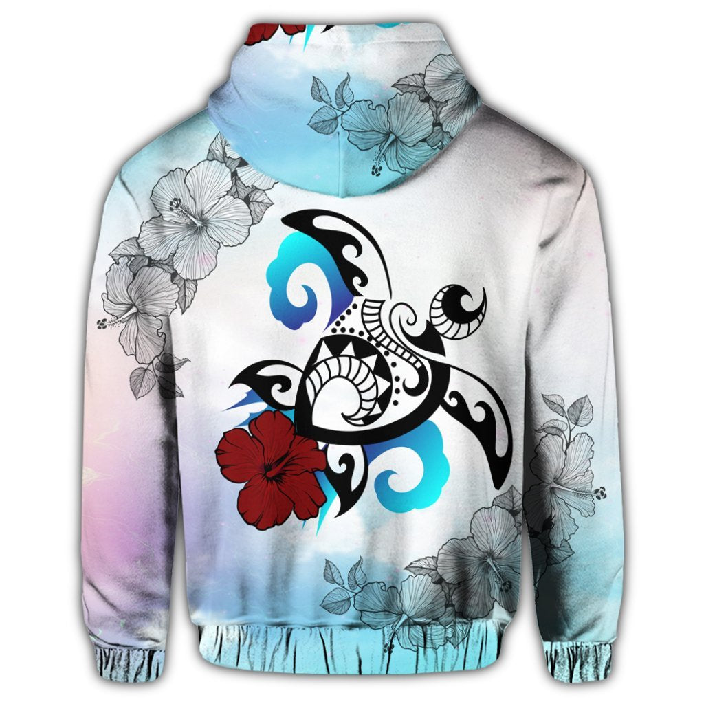 Hawaii Turtle Lollipop Plumeria Zip Hoodie - Polynesian Pride