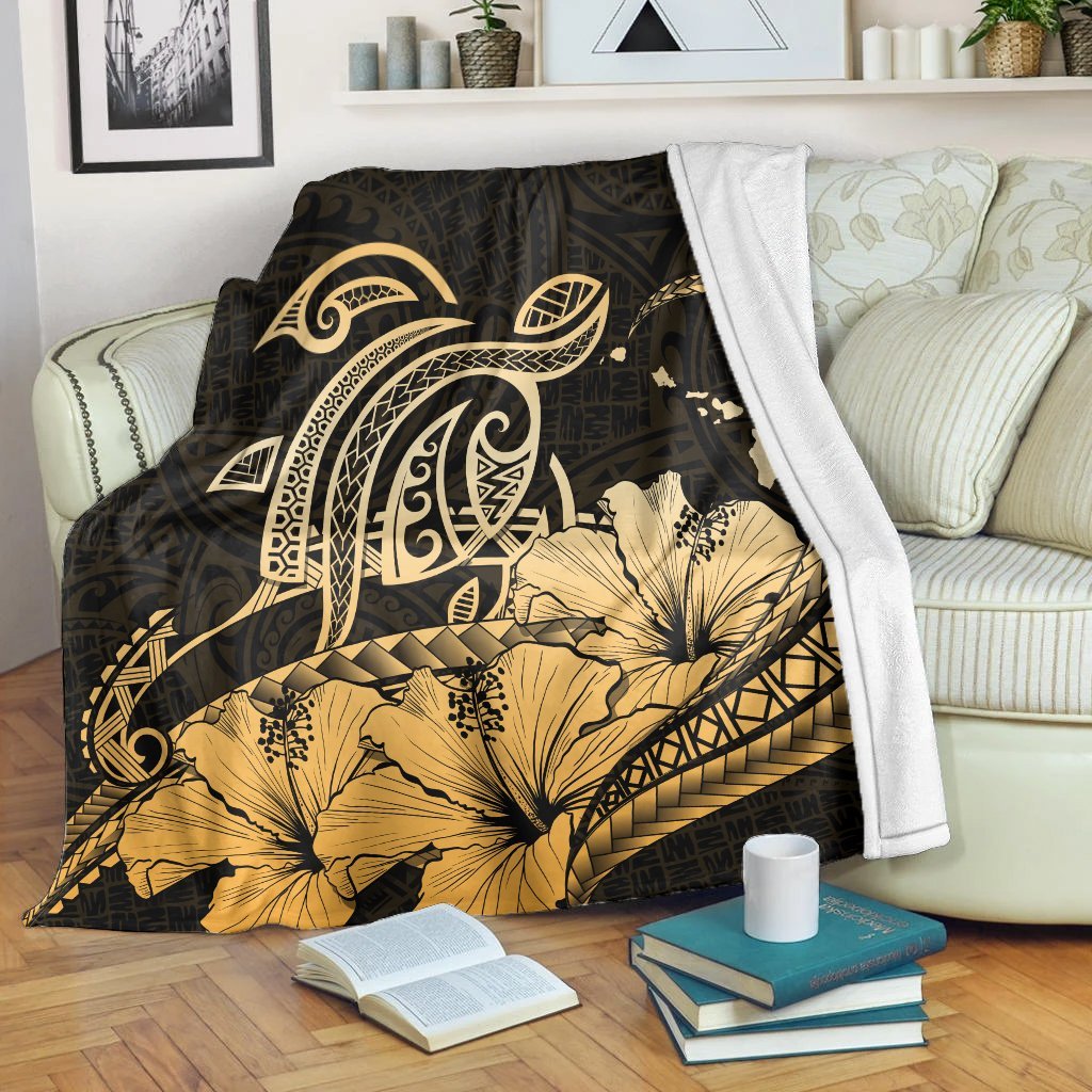 Hawaii Turtle Map Polynesian Premium Blankets Safety - AH White - Polynesian Pride