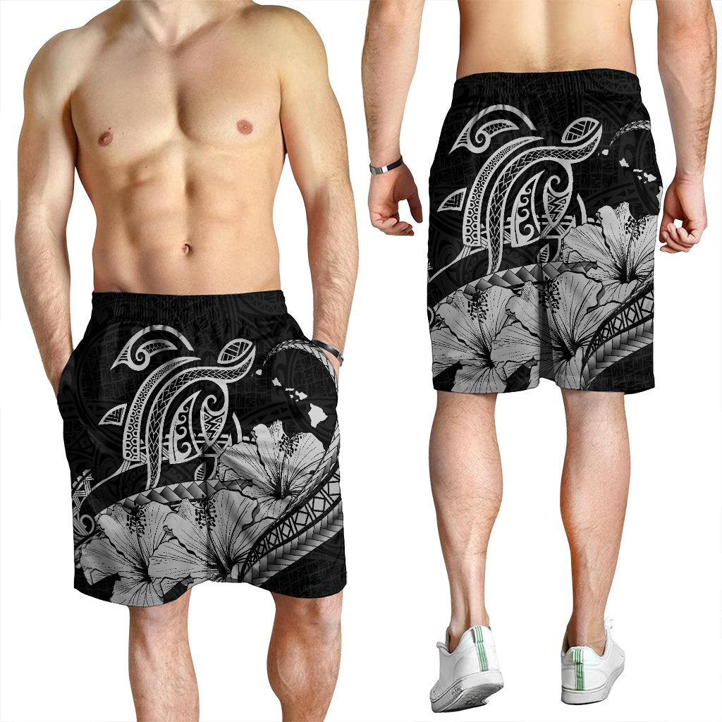 Hawaii Turtle Map Polynesian Men's Shorts Safety Gray - AH - Polynesian Pride