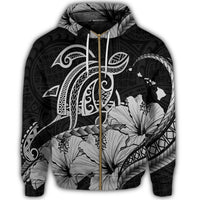 Hawaii Turtle Map Polynesian Zip Hoodie Safety Gray - Polynesian Pride