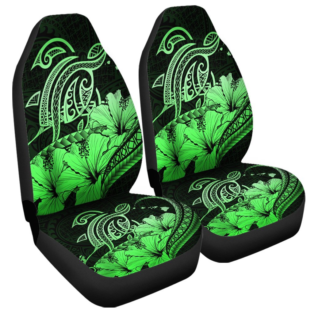 Hawaii Turtle Map Polynesian Car Seat Covers Safety Green - AH Universal Fit Black - Polynesian Pride