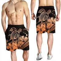 Hawaii Turtle Map Polynesian Men's Shorts Safety Orange - AH - Polynesian Pride