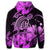 Hawaii Turtle Map Polynesian Zip Hoodie Safety Pink - Polynesian Pride