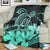 Hawaii Turtle Map Polynesian Premium Blankets Safety Turquoise - AH - Polynesian Pride