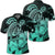 Hawaii Turtle Map Polynesian Polo Shirt Safety Turquoise Unisex Black - Polynesian Pride