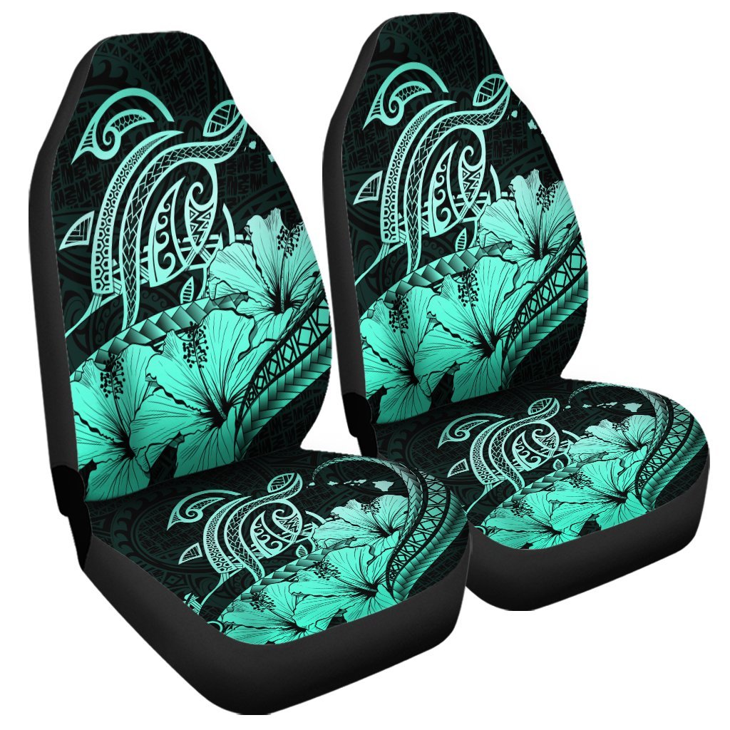 Hawaii Turtle Map Polynesian Car Seat Covers Safety Turquoise - AH Universal Fit Black - Polynesian Pride