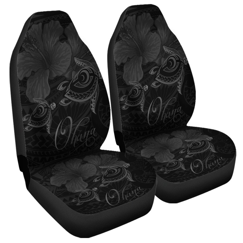 Hawaii Turtle Ohana Hibiscus Poly Car Seat Covers - Gray - AH Universal Fit Black - Polynesian Pride