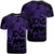 Hawaii Turtle Ohana Hibiscus Poly T Shirt Purple Unisex Black - Polynesian Pride