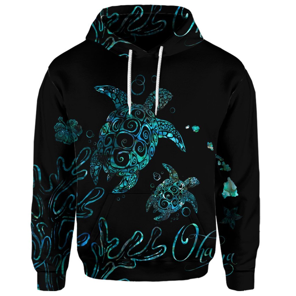 Custom Hawaii Turtle Ohana Paua Shell Hoodie - Polynesian Pride
